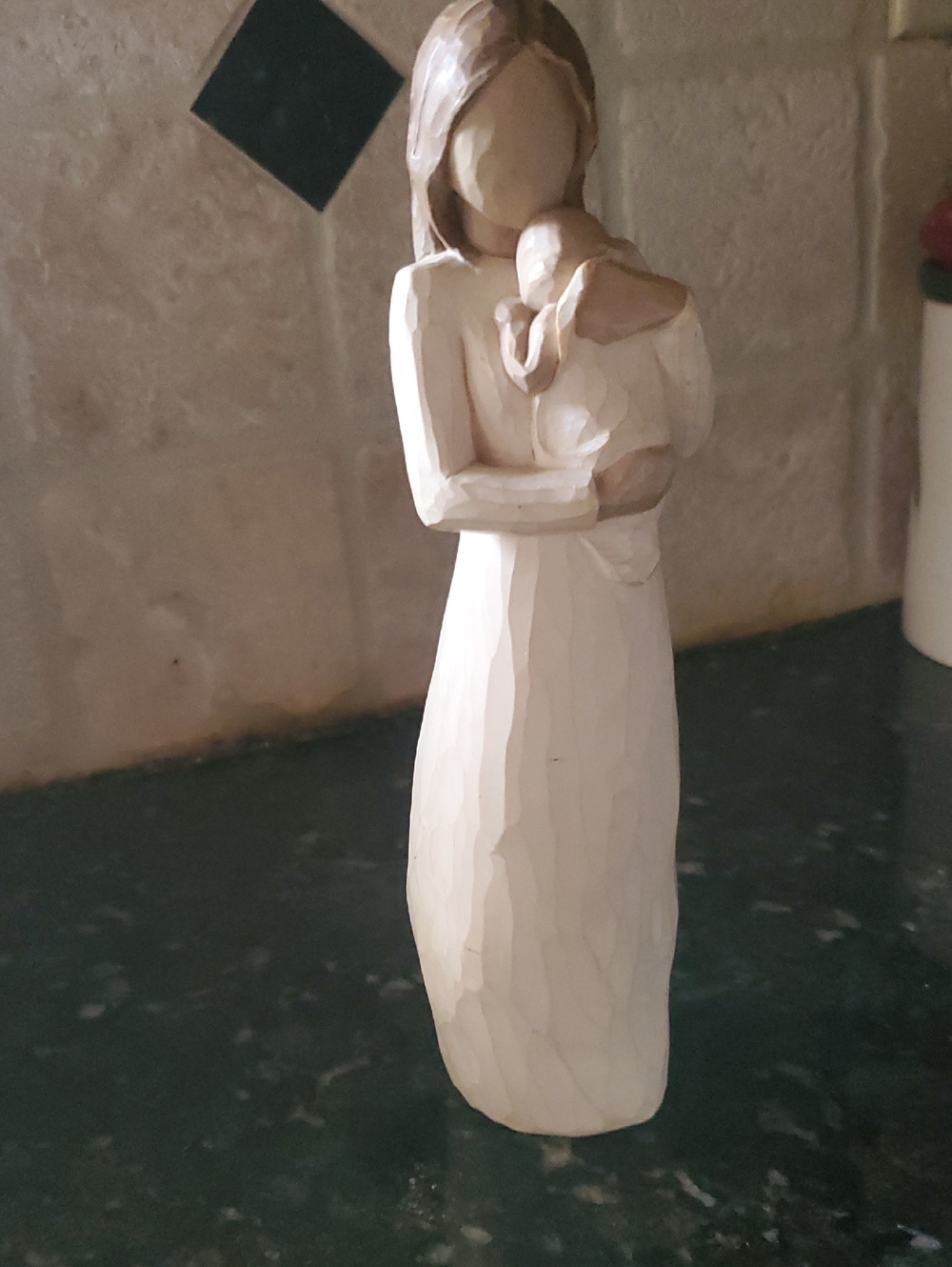 Wooden Mother and Child Figurine in Cream and Brown - Willow Tree